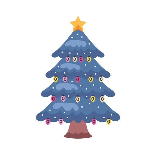 Голубая Рождественская Сосна Луковицами Капель — стоковый вектор