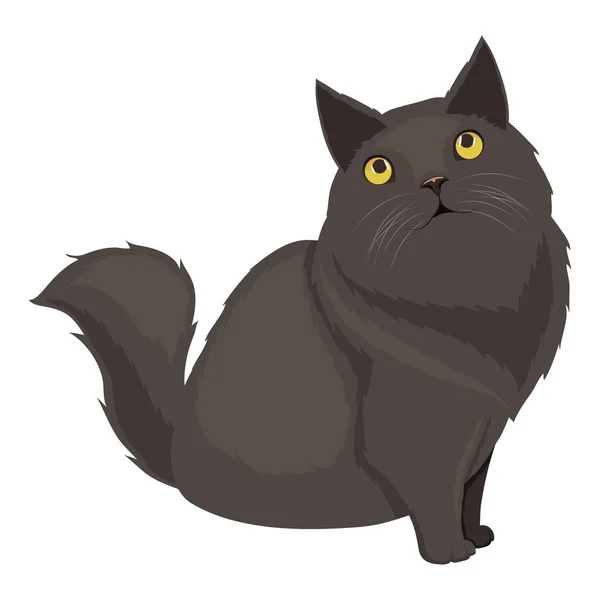 Милий Чорний Маленький Кіт Котячий Персонаж — стоковий вектор