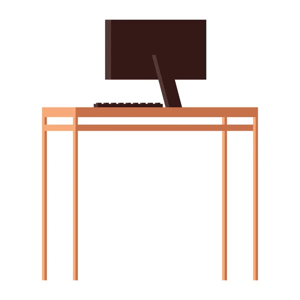 Wooden Desk Desktop Icon — Stock Vector