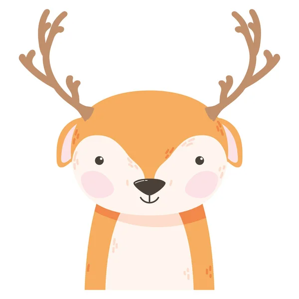 Cute Reindeer Animal Adorable Character — Stock Vector