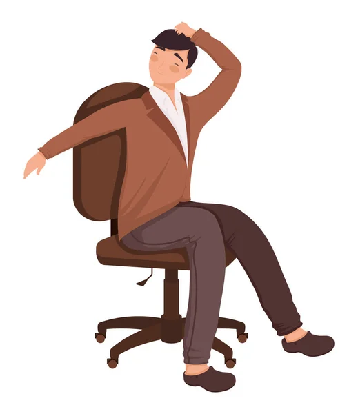 Trabajador Masculino Silla Descanso Activo — Vector de stock