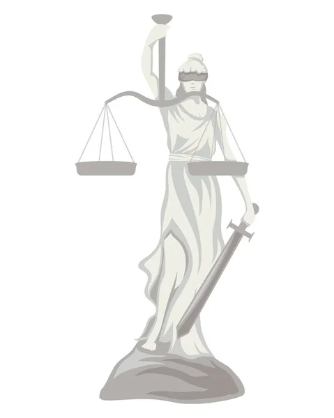 Estatua Mujer Justicia Icono Monumento — Vector de stock