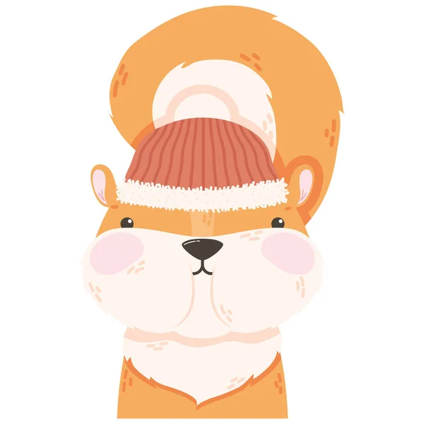 Cute Chipmunk Winter Animal Character — Stock Vector