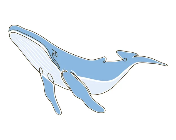 Icona Disegnata Colore Balena Selvatica — Vettoriale Stock