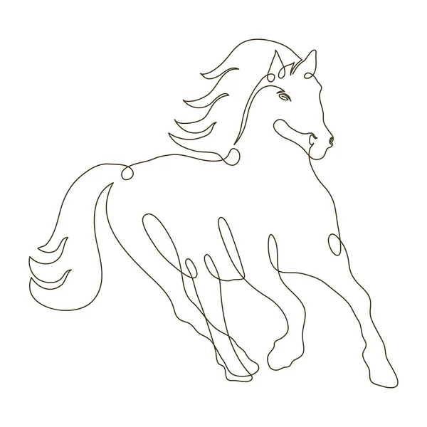 Wild Horse Line Drawn Icon — Stock Vector