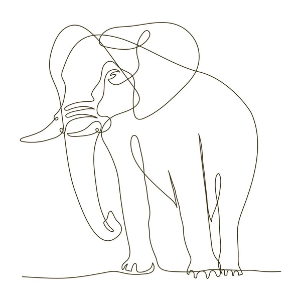 Elefantens Vilda Linje Ritad Ikon — Stock vektor