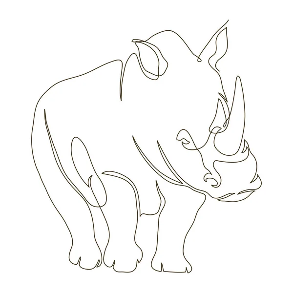 Kreslená Ikona Čáry Divokého Nosorožce — Stockový vektor