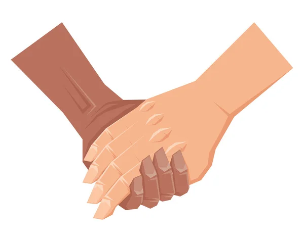 Irklar Arası Aşıklar Elleri Çeşitlilik Simgesi — Stok Vektör