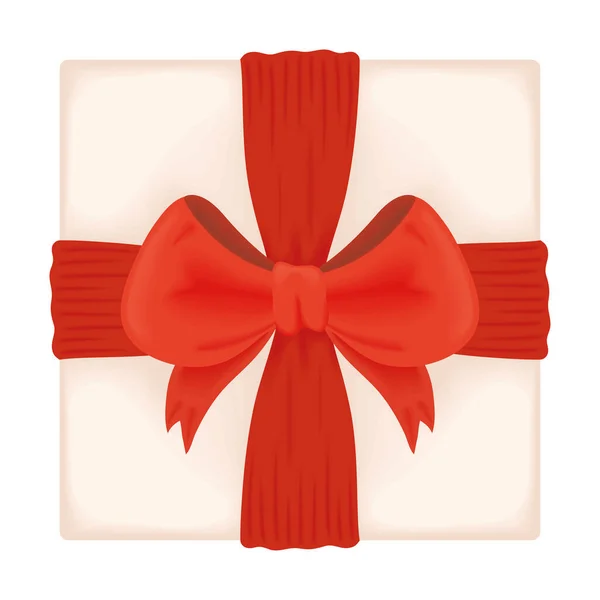 Cadeau Blanc Icône Ruban Rouge — Image vectorielle