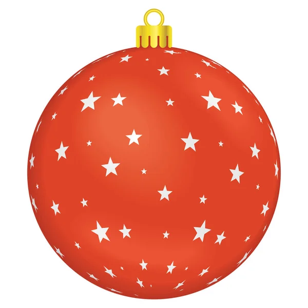 Vermelho Estrelado Ícone Decorativo Bola Natal — Vetor de Stock