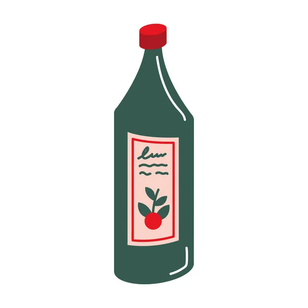 Cerezas Vino Botella Bebida Icono — Vector de stock