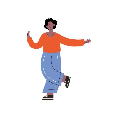 Mutlu dans eden afro kadın.