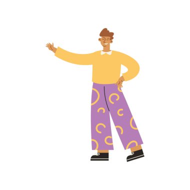 komik genç adam mutlu karakter