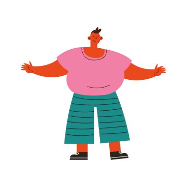 neşeli güçlü genç adam karakteri