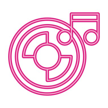 disk ve not neon parti simgesi