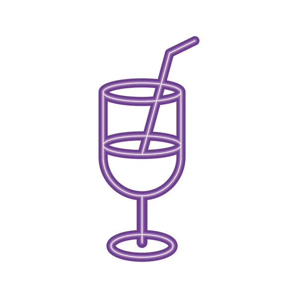 Tasse Cocktail Icône Fête Néon — Image vectorielle