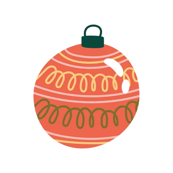 Χριστούγεννα Κόκκινη Μπάλα Διακοσμητικό Εικονίδιο — Διανυσματικό Αρχείο