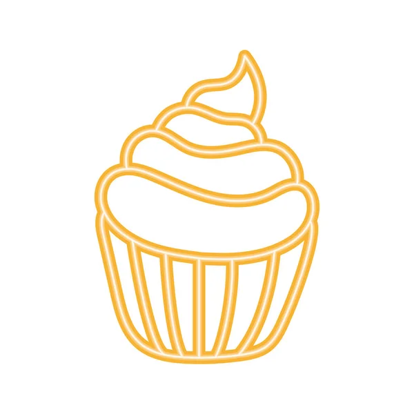 Ícone Festa Néon Cupcake Amarelo — Vetor de Stock