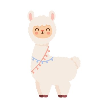 Çelenk simgesi izole edilmiş lama Perubian