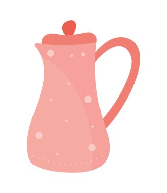 çaydanlık pembe çatal bıçak izole simgesi