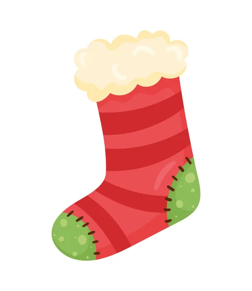 Frohe Weihnachten Dekorative Socken Ikone — Stockvektor