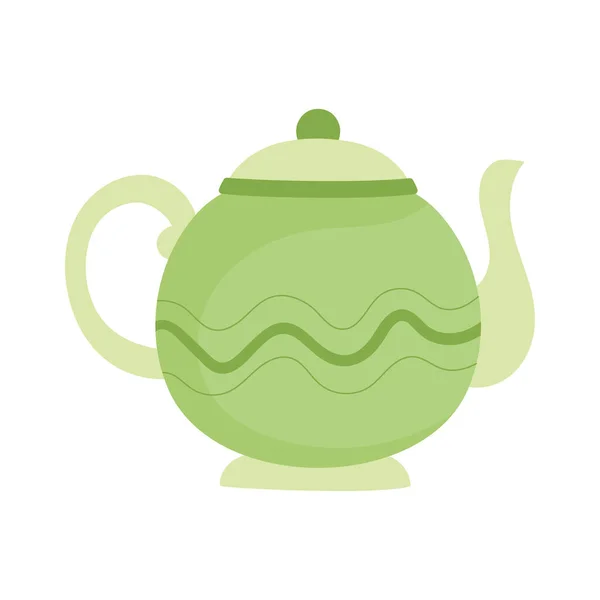 Groen Theepot Gebruiksvoorwerp Geïsoleerd Pictogram — Stockvector