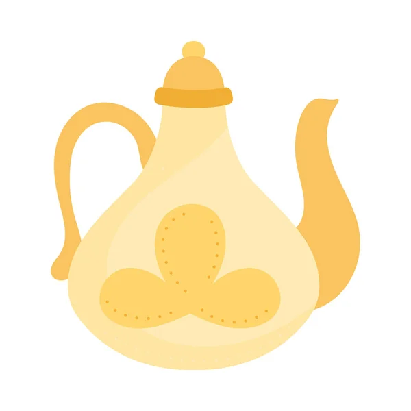 Жовтий Чайник Квітковою Іконою — стоковий вектор