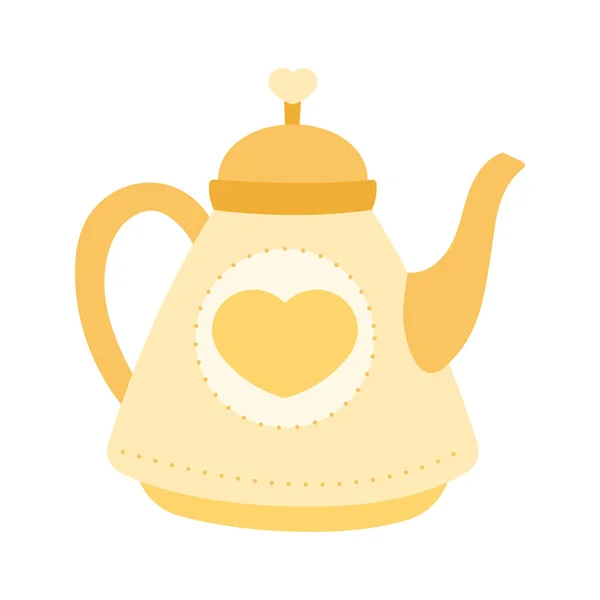 Yellow Teapot Heart Icon — Stock Vector