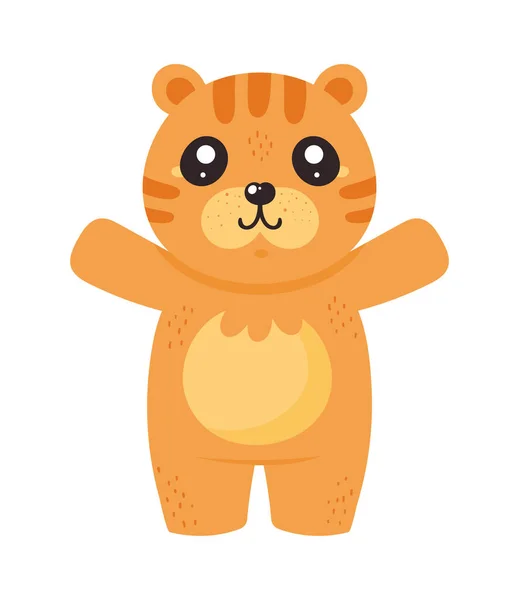 Cute Tiger Kawaii Animal Icon — Stock Vector
