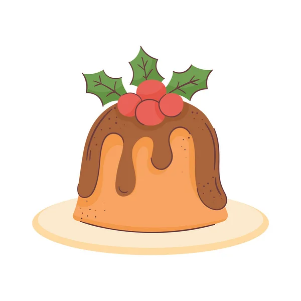 Frohe Weihnachten Süße Pudding Ikone — Stockvektor