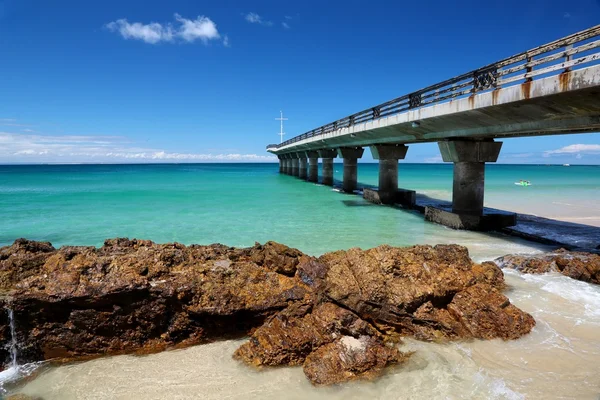 Spiaggia estiva e molo — Foto Stock