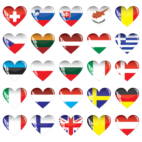Coeurs des pays européens — Image vectorielle