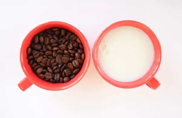 Two cups with coffee and milk Stock Image