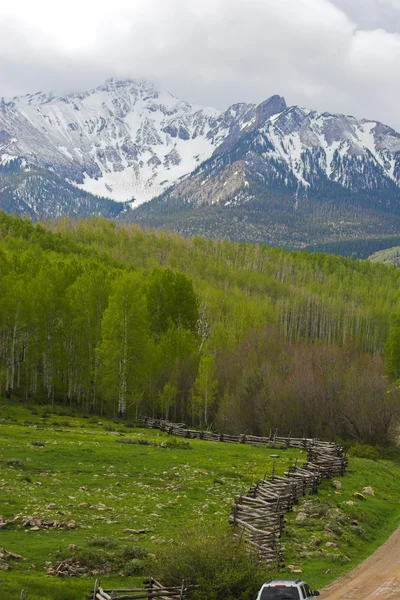 Paysage de montagne et clôture — Photo