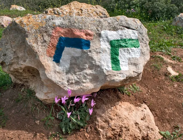 yürüyüş parkurları taş işaretçi. İsrail izi.