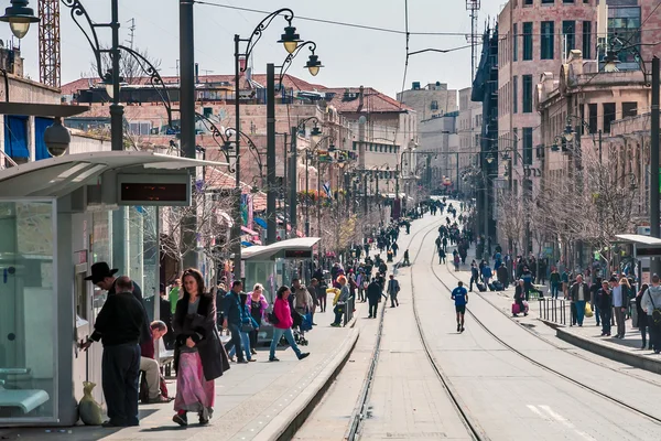 Rua Jaffa em Jerusalém. — Fotografia de Stock