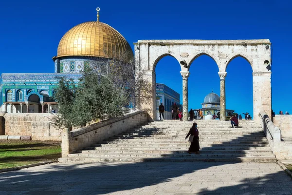 Jerusalém Monte Templo Passagem Sul Para Mesquita Cúpula Rocha — Fotografia de Stock