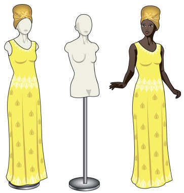 Afrikalı kadın otantik etnik elbisesi giyip çalışır