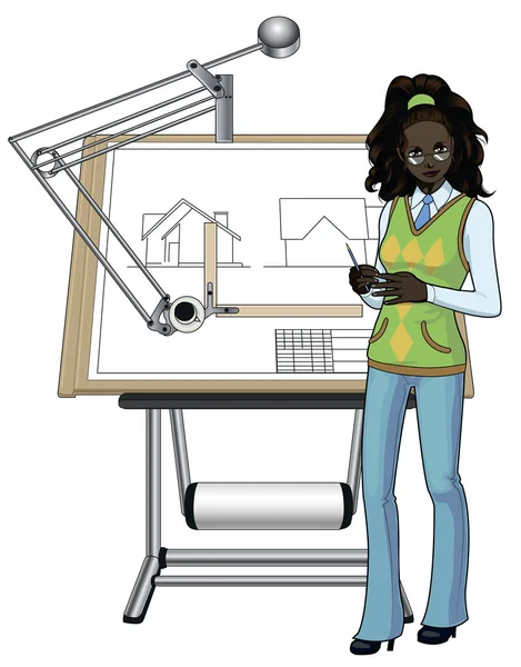 Az afrikai faj női építész — Stock Vector