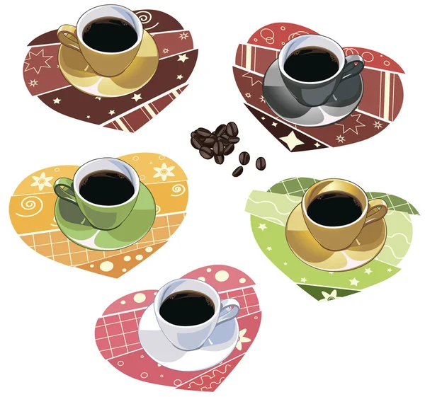 Conjunto de xícaras de café — Vetor de Stock