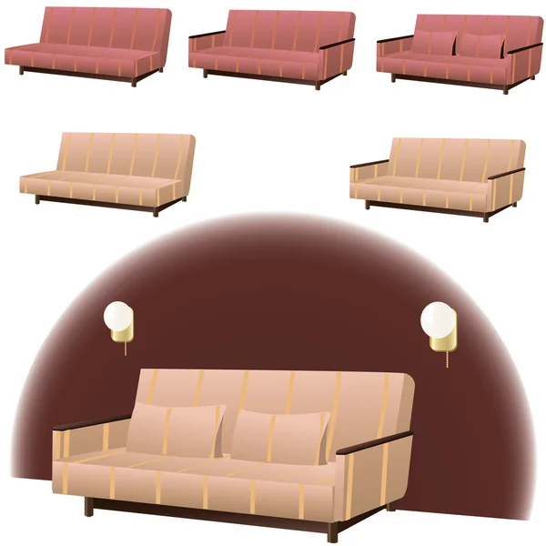 Sofa rosa oder cremefarben — Stockvektor