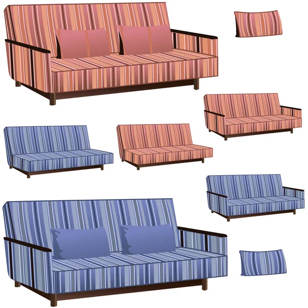 Sofa in blauen oder rosa Farben — Stockvektor