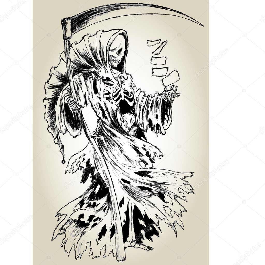 Grim Reaper in cloak with scythe