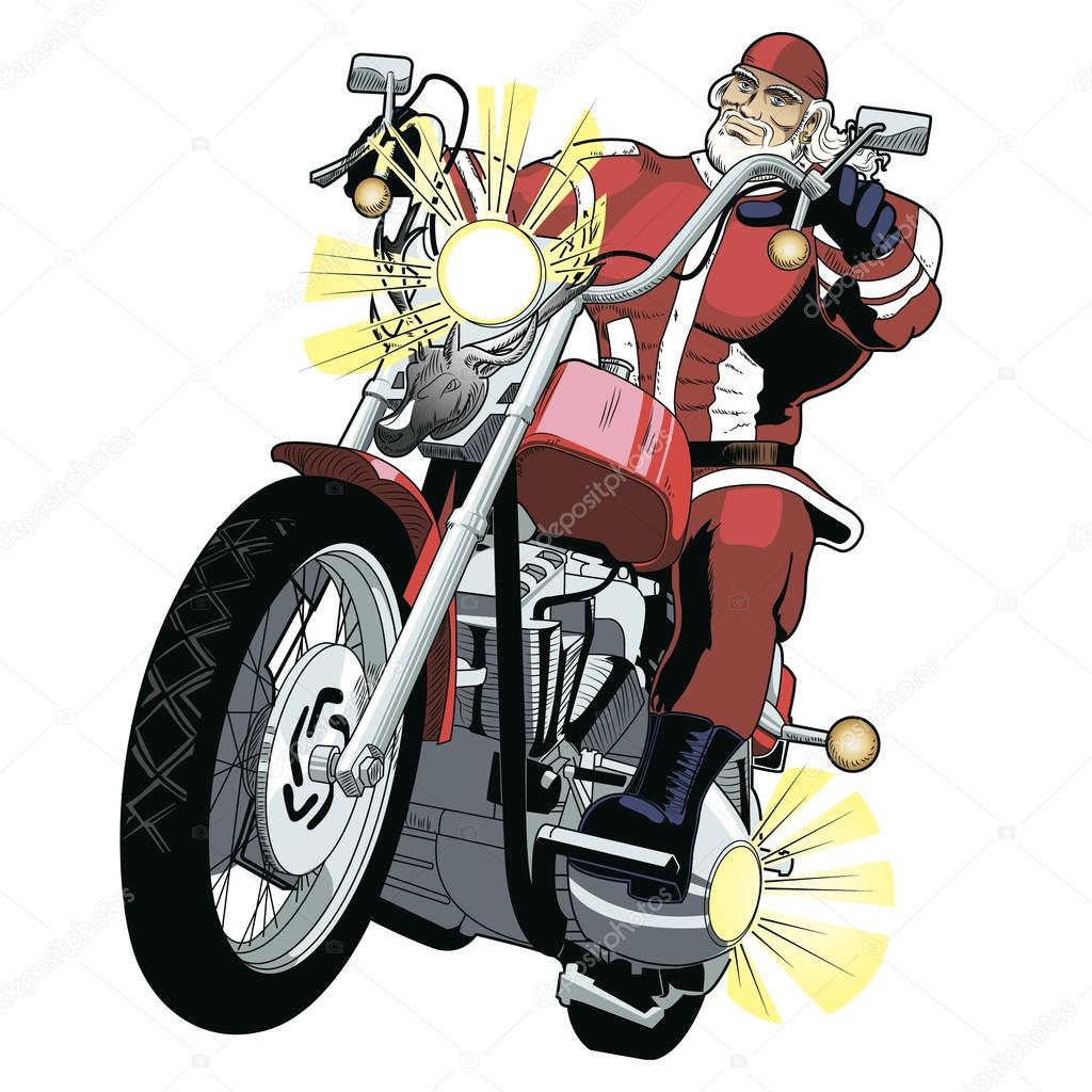 Mighty santa on motorbike