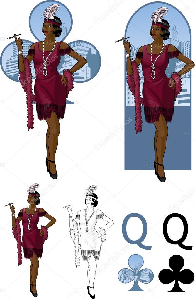 Queen of clubs afroamerican starlet Mafia card set