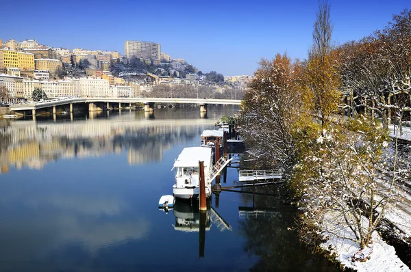 Lyon Croix Rousse and Rhône river — Stock Photo, Image