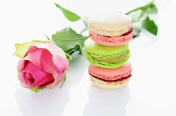 Rose ve macarons — Stok fotoğraf