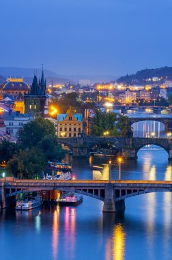 Prague at night clipart