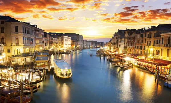 Canal Grande på natten, Venedig — Stockfoto