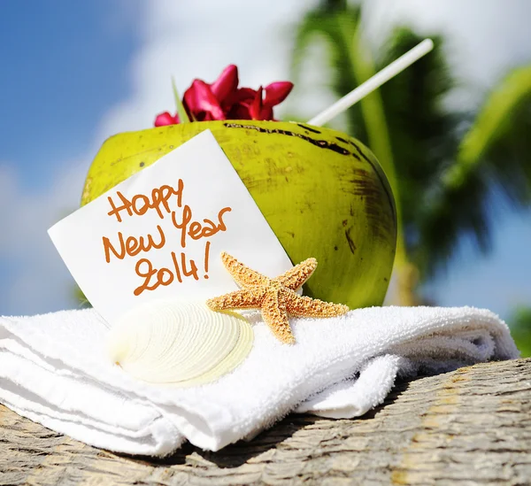 Caribbean paradise beach coconuts cocktail — Stock Photo, Image